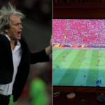 Jorge Jesus watches the Libertadores final, between Flamengo and Palmeiras, on television