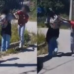 A 13-year-old girl attacks her classmate with kicks and punches while leaving school