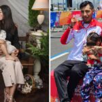 Marie Luz Andia and Henry Campos celebrate their Bolivarian medals with their daughter on an unforgettable family day