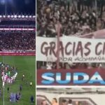 Lanús: A flag appeared in favor of Czech Tapia, but the fans sang against it