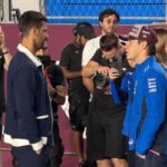 Funny pictures of Franco Colapinto during gymnastics with Djokovic