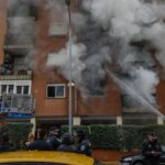 Accumulation of trash in the burning apartment on Toledo’s Buenavista Ring Road has complicated firefighting efforts