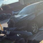 He had a heart attack, lost control and crashed into a pole.