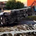 A total cut off at Panamericana due to a truck that was left crossed on the highway after overturning