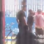 A fight was filmed after a security guard was injured at a community restaurant