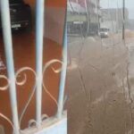 Rain has caused flooding on a paved road recently in DF