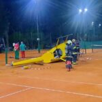 A helicopter crashed on the tennis courts of the former KDT arena in Palermo: three people were injured