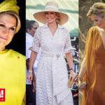 Tropical queen. A deep neckline, a “vitamin” dress, and an lace suit: the looks that left an impact on her last tour this year.