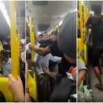 A woman defecates on a bus, is kicked and has feces thrown at an attacker in Rio
