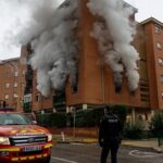 Two police officers and six injured were taken to hospital after a fire at an apartment building in Toledo